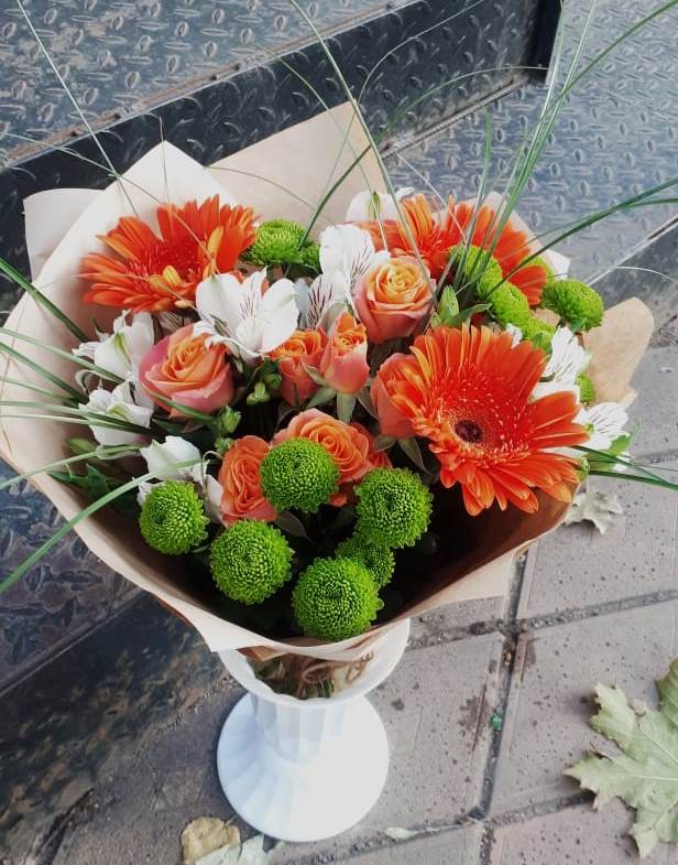 Букет цветов из: Герберы, Хризантемы, Альстромерии и Розы в Мухоршибири