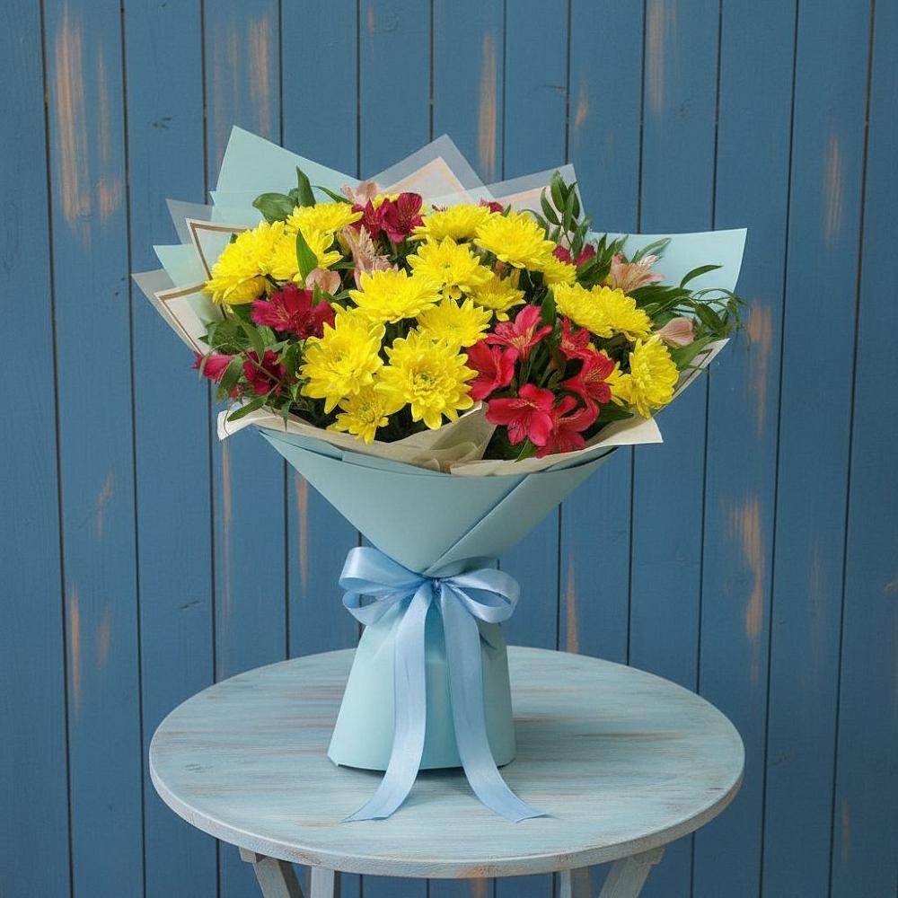 Букет цветов из: Альстромерии и Хризантемы в Мухоршибири