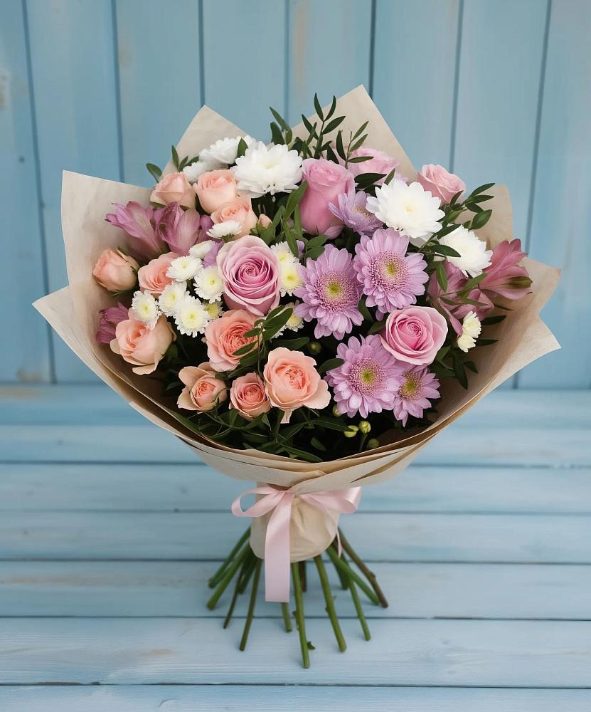 Букет цветов из: Хризантемы, Розы и Альстромерии в Мухоршибири