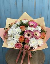 Букет цветов из:  Розы, Герберы и Хризантемы #REPLACE_PRED# Мухоршибири