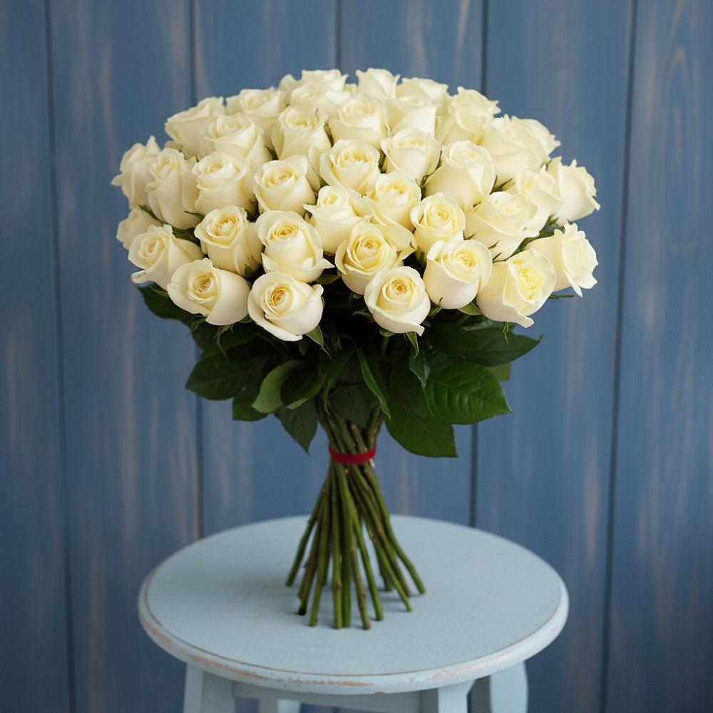 Букет 51 Белая роза Эдлесс Лав в Мухоршибири