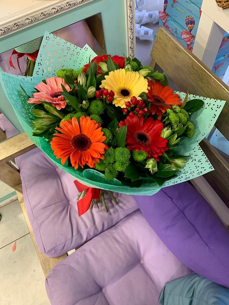 Букет цветов из: Герберы, Хризантемы и Альстромерии в Мухоршибири