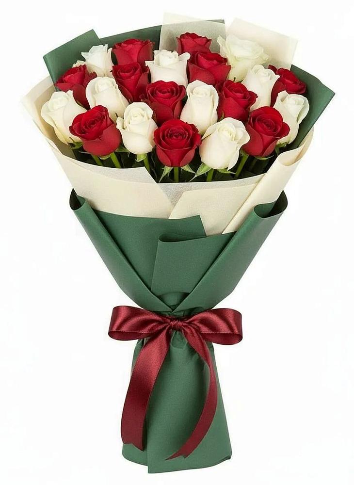 Букет Микс из красных и белых роз в Мухоршибири