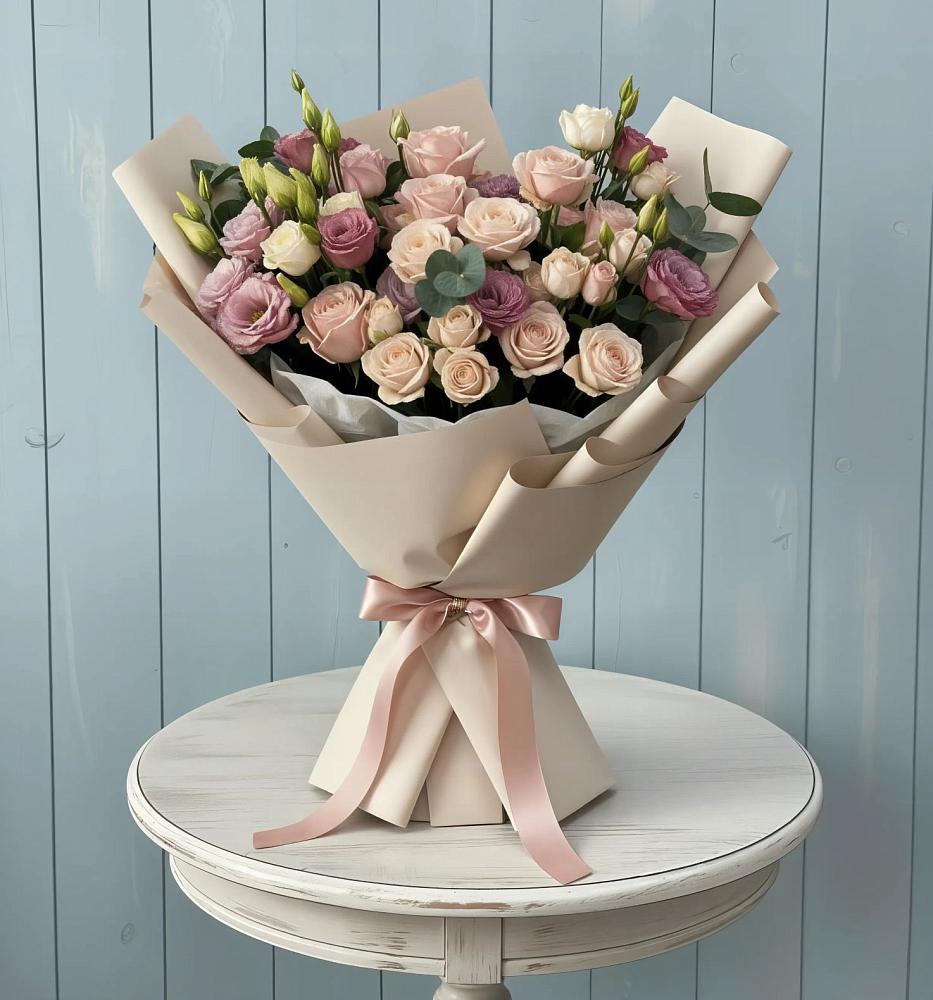 Букет цветов из: Розы и Лизиантусы в Мухоршибири