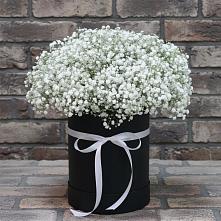 Цветочная композиция из Гипсофила в шляпной коробке в Мухоршибири