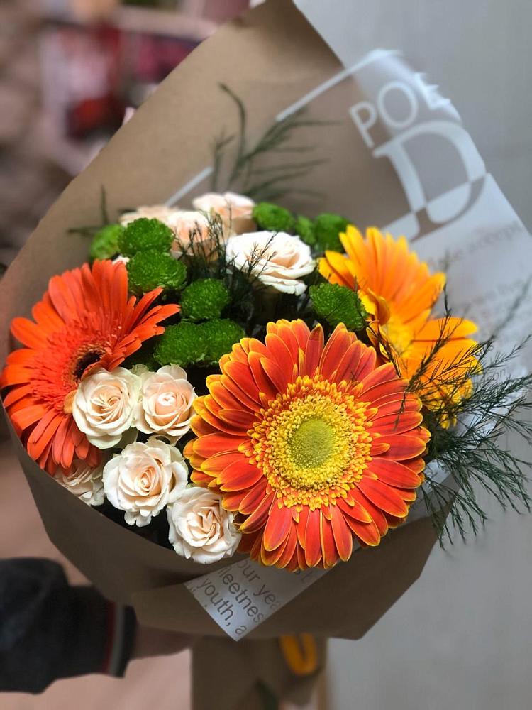 Букет цветов из: Герберы, Хризантемы и Розы в Мухоршибири