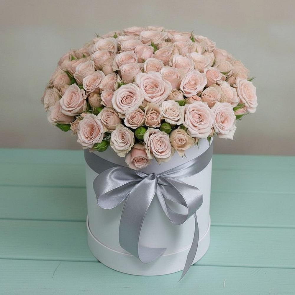 Цветочная композиция из Розы в шляпной коробке в Мухоршибири